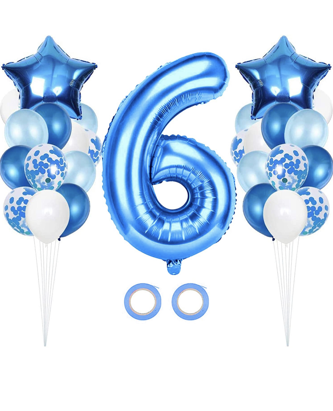6års kalas ballong dekoration i blå