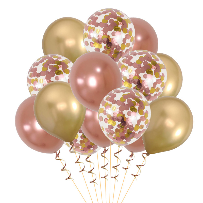 Ballong Bukett Rosaguld/Guld Chrome. 15 Pack