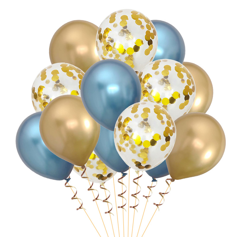 Ballong Bukett Guld/Blå Chrome. 15 Pack