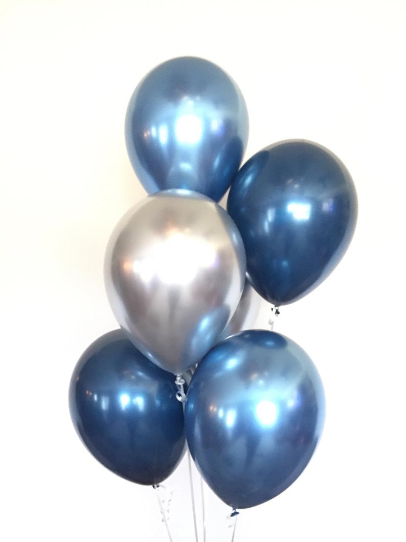 Ballong bukett i Blå/Silver Chrome. 10 pack.