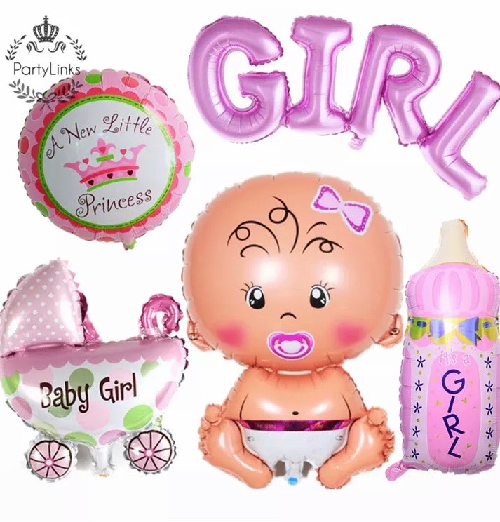 Baby Shower "It's A Girl" Folieballong Dekoration Set. Ekonom Pack.