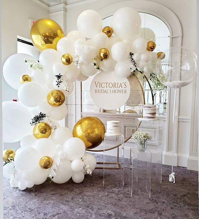 DIY Luxury Ballongbåge i Vit/Guld. 107 Delar