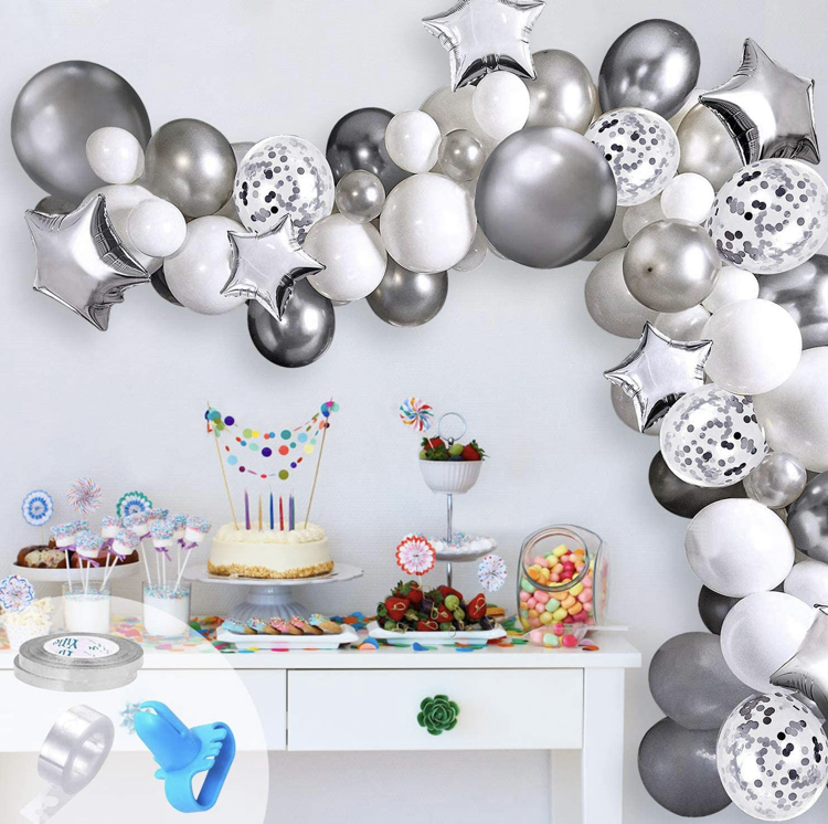 ballongbåge i silver metallic ballonger
