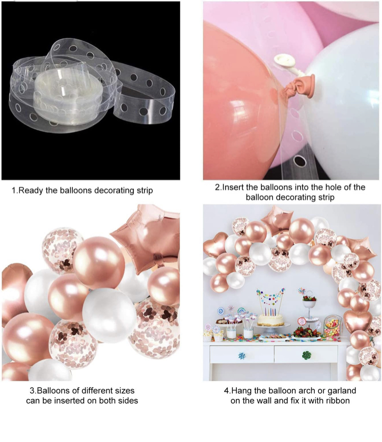 ballongbåge i roseguld och pärlemor ballonger