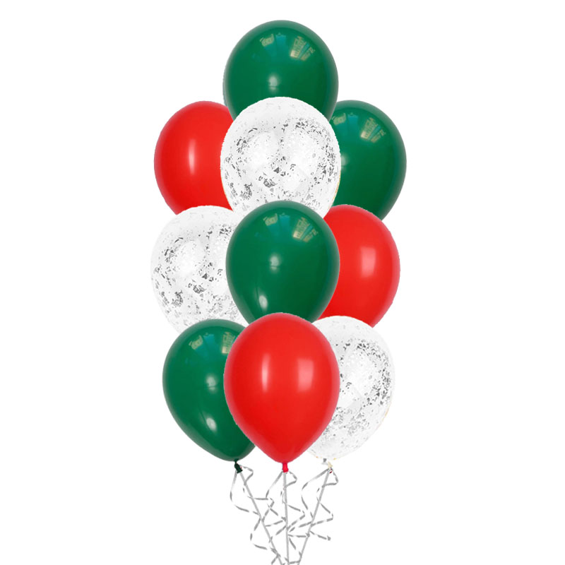 ballongbukett jul i grön och röd