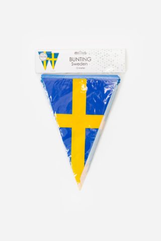 Förpackning med vimplar i form av sveriges flagga