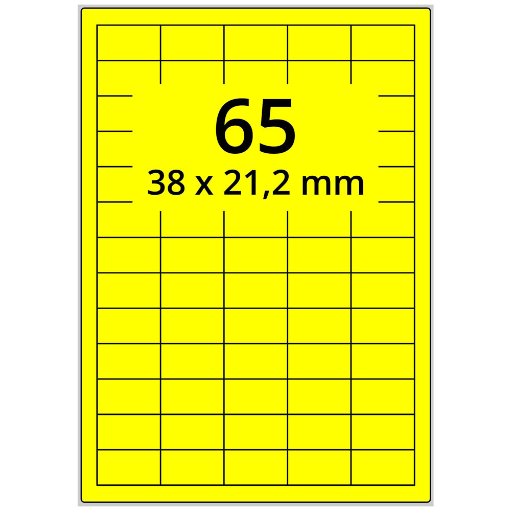 A4 38x21,2 mm 6500 st gul