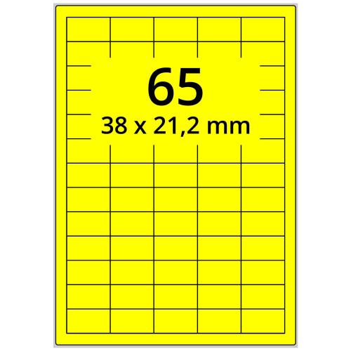 A4 38x21,2 mm 6500 st gul