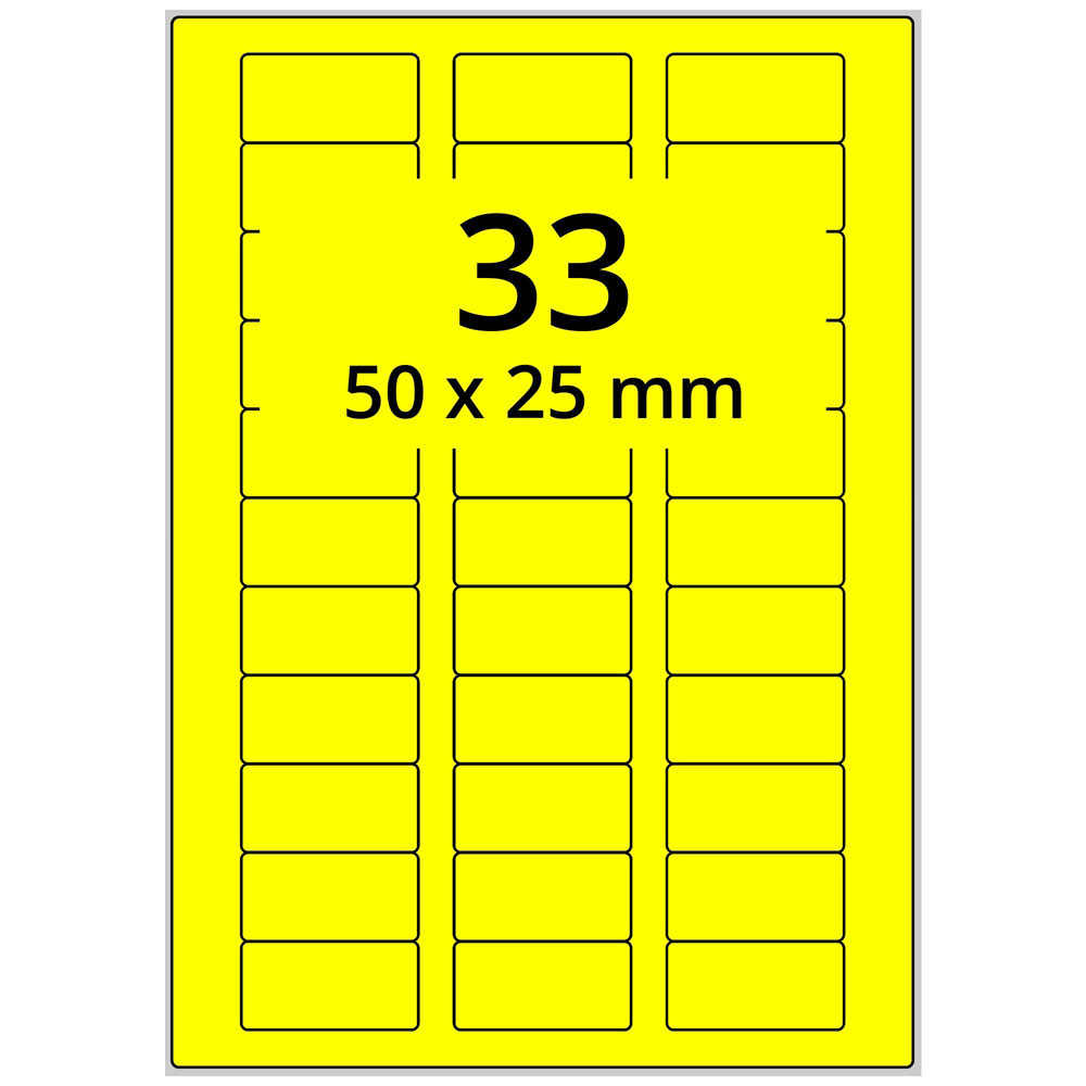 A4 50x25 mm 3300 st gul