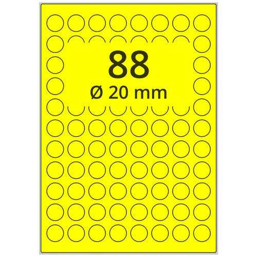 A4 rund 20 mm 8800 st gul