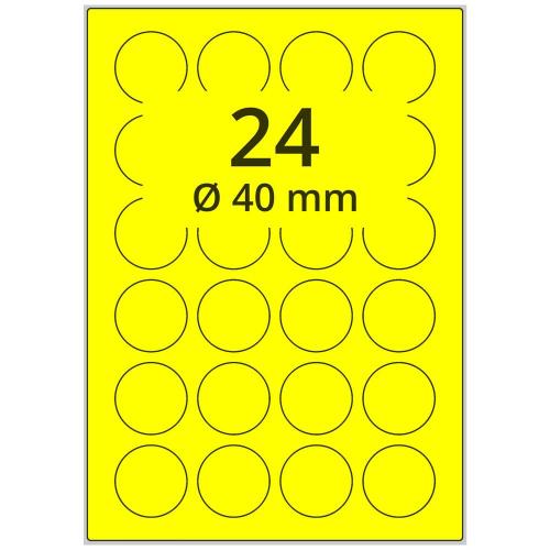 A4 rund 40 mm 2400 st gul