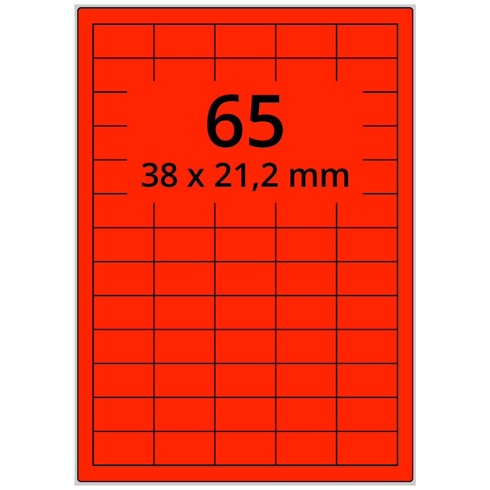 A4 38x21,2 mm 6500 st röd