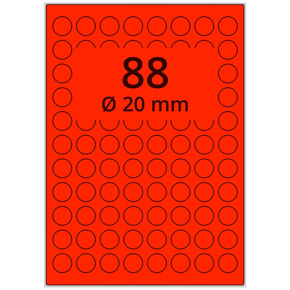 A4 rund 20 mm 8800 st röd