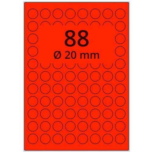 A4 rund 20 mm 8800 st röd