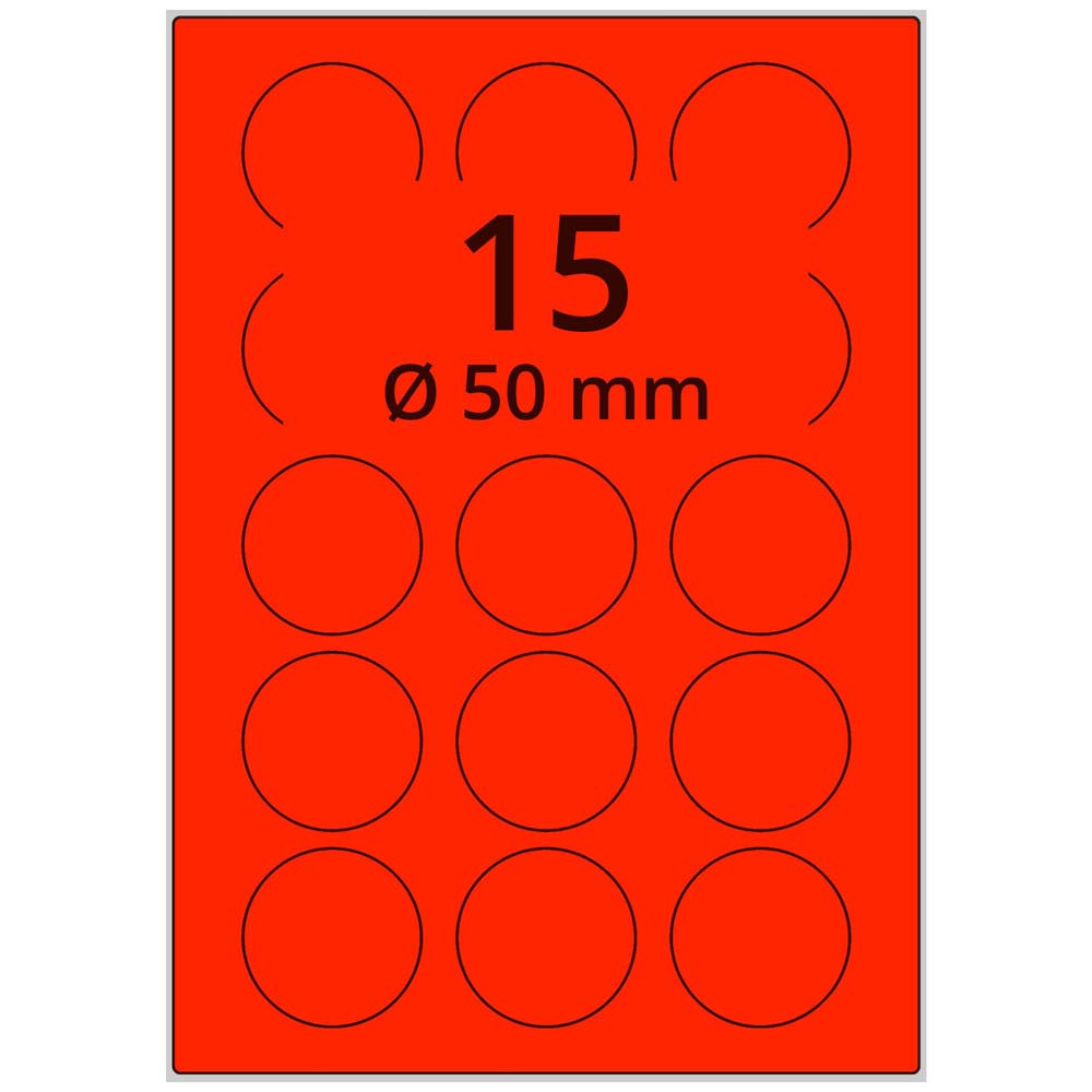 A4 rund 50 mm 1500 st röd