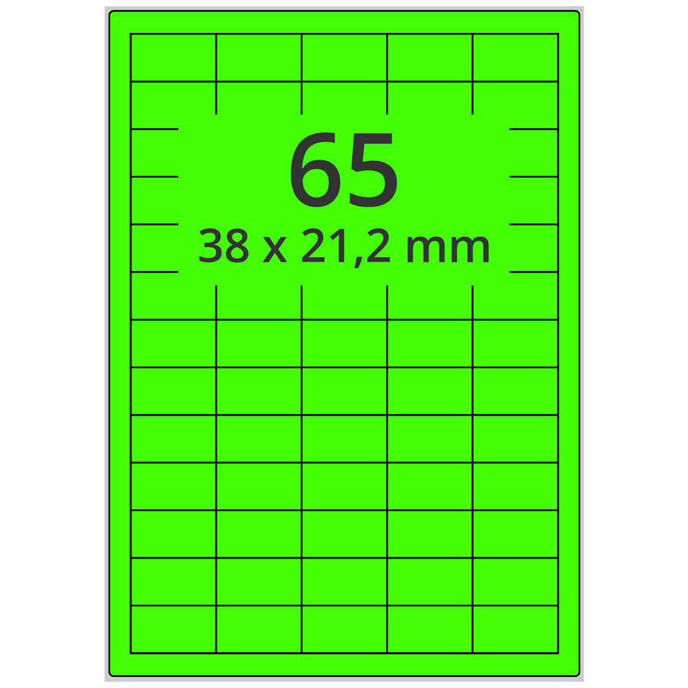 A4 38x21,2 mm 6500 st grön