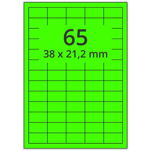 A4 38x21,2 mm 6500 st grön