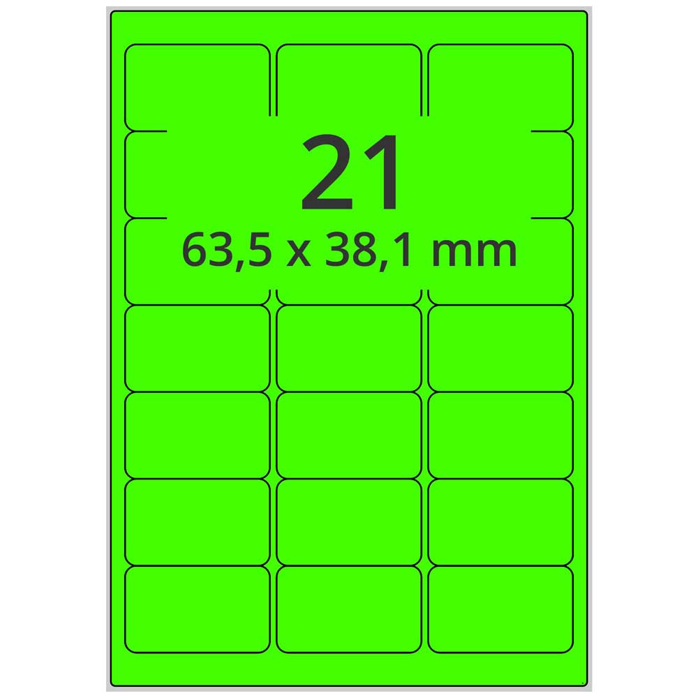 A4 63,5x38,1 mm 2100 st grön