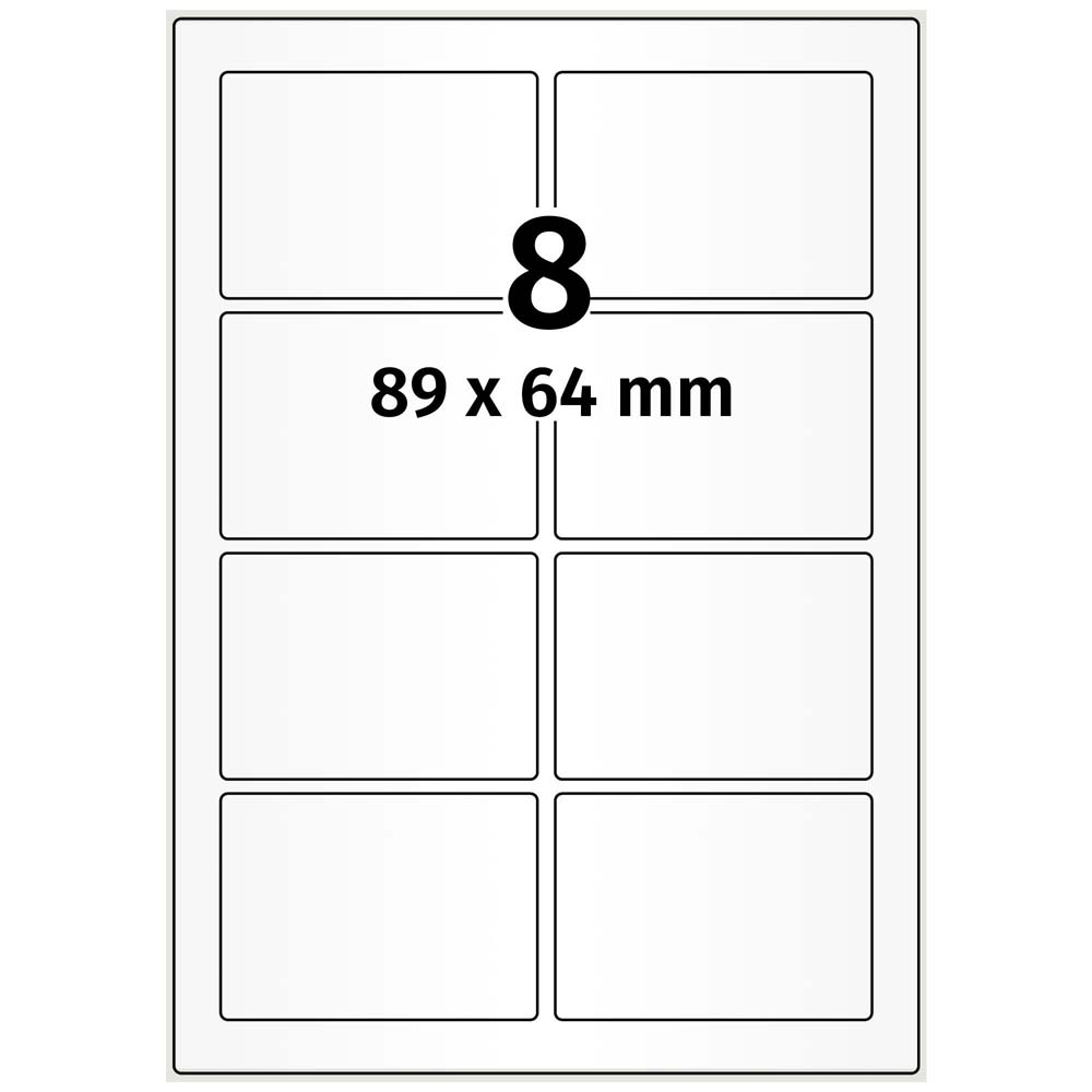 A4 89x63,5 mm 800 st vit blank