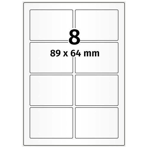 A4 89x63,5 mm 800 st vit blank