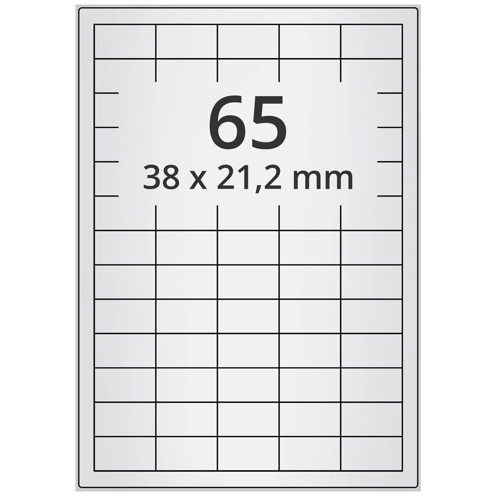 A4 38x21,2 mm 650 st silver