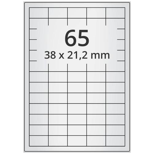 A4 38x21,2 mm 650 st silver
