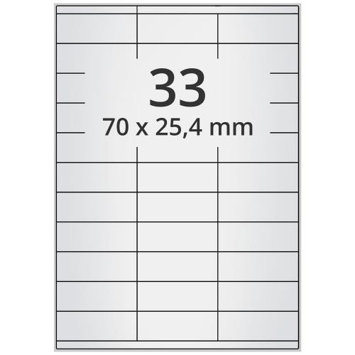 A4 70x25,4 mm 330 st silver