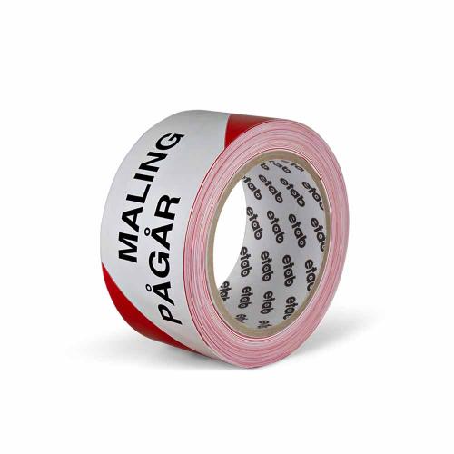 Avspärrningsband 50 mm x 100 m röd/vit Stopp! målning pågår