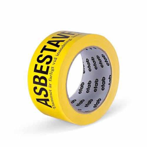 Signaltejp Asbestavfall 50 mm x 66 m svart/gul 6 rl/fp