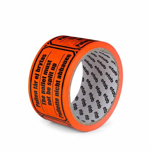 Signaltejp Pallen får ej brytas 3 språk 50 mm x 33 m fluor orange 6 rl/fp
