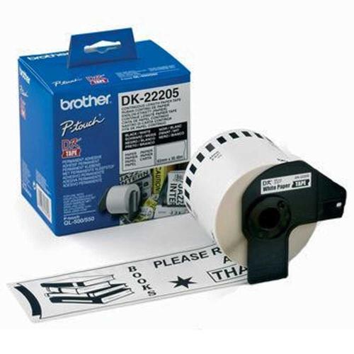 DK-22205 62 mm x 30,48 m löpande tejp vit papper