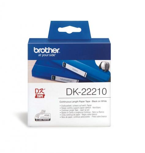 DK-22210, 29 mm x 30,48 m löpande tejp vit papper