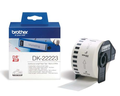 DK-22223, 50 mm x 30,48 m löpande tejp vit papper