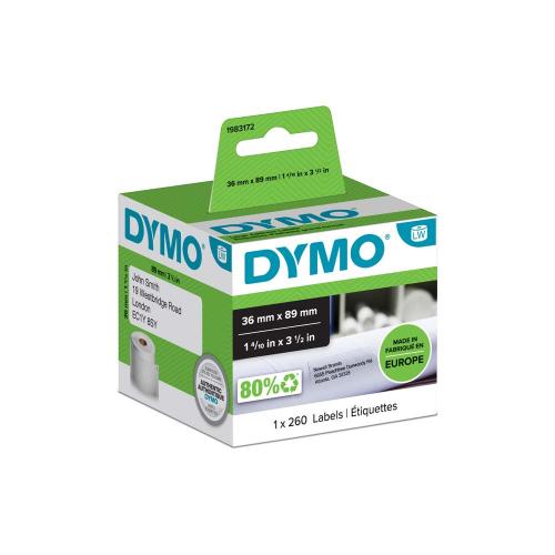 Dymo LW 36x89 mm papper vit 260 st/rl