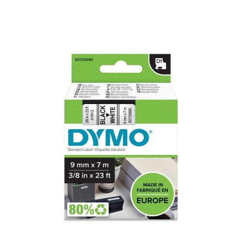 Dymo D1, 9 mm svart på vit