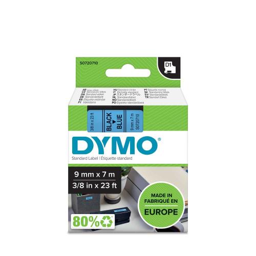 Dymo D1, 9 mm svart på blå