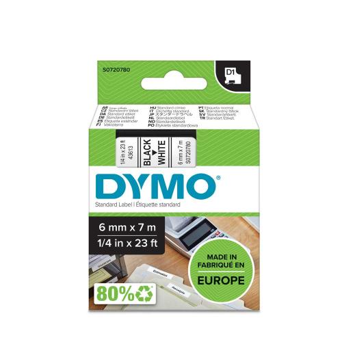 Dymo D1, 6 mm svart på vit