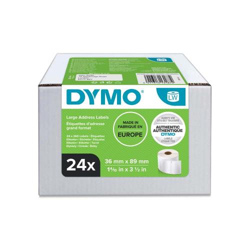 Dymo LW 36x89 mm papper vit 6240 st 24 rl
