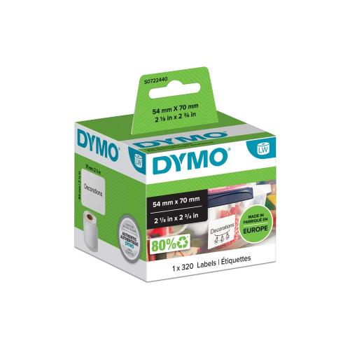 Dymo LW 54x70 mm papper vit 320 st/rl