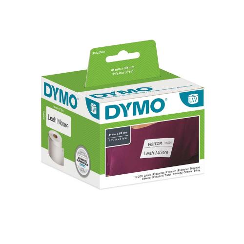 Dymo LW 41x89 mm papper vit avtagbar 300 st/rl