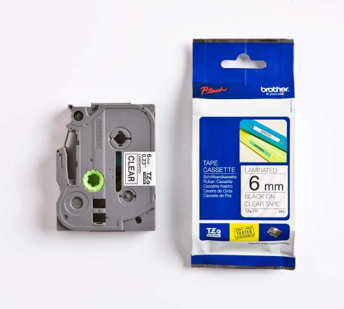 TZE-111, 6 mm svart på transparent