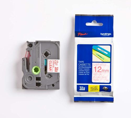 TZE-132, 12 mm röd på transparent