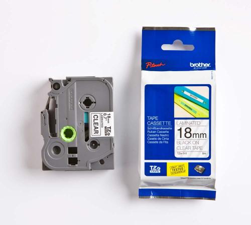 TZE-141, 18 mm svart på transparent