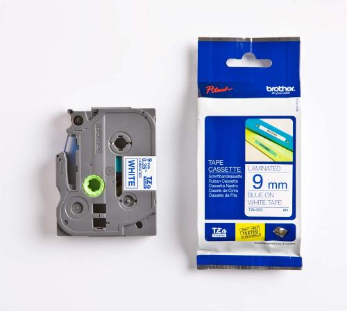 TZE-223, 9 mm blå på vit