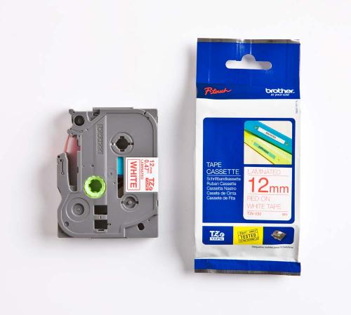 TZE-232, 12 mm röd på vit