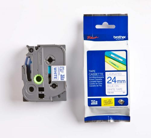 TZE-253, 24 mm blå på vit