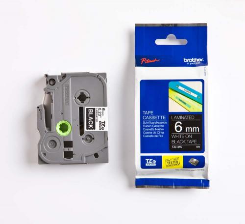 TZE-315, 6 mm vit på svart