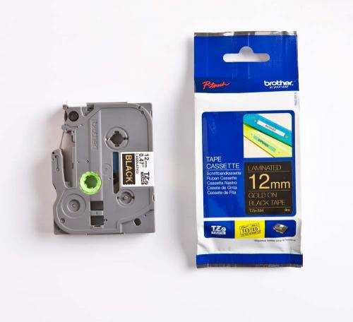 TZE-334, 12 mm guld på svart