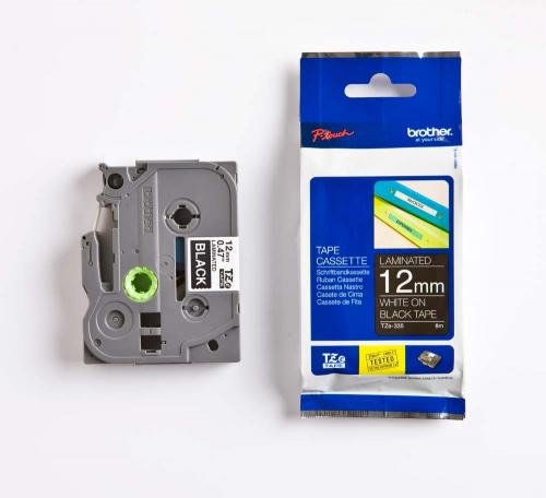 TZE-335, 12 mm vit på svart