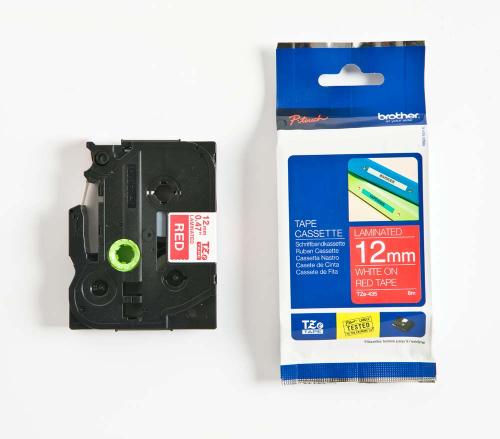 TZE-435, 12 mm vit på röd